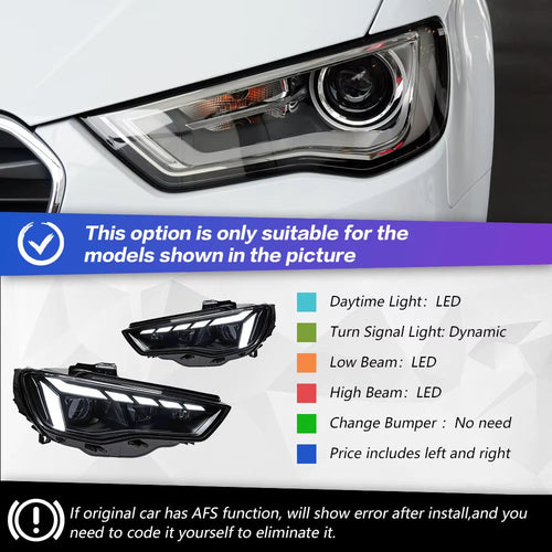 Audi A3 Headlights 2013-2016 A3 8V LED Headlight Projector Lens DRL Head Lamp AKD Car Styling 